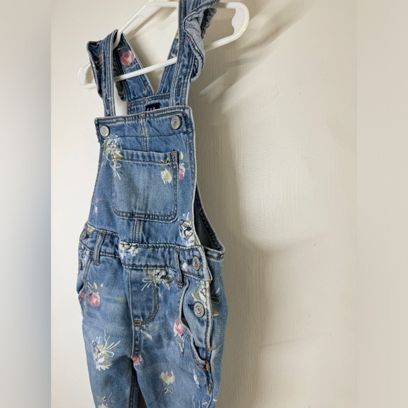 Baby Gap Denim Floral Bouquet Blue Jean Overalls Size 18-24 Months - Picture 4 of 12